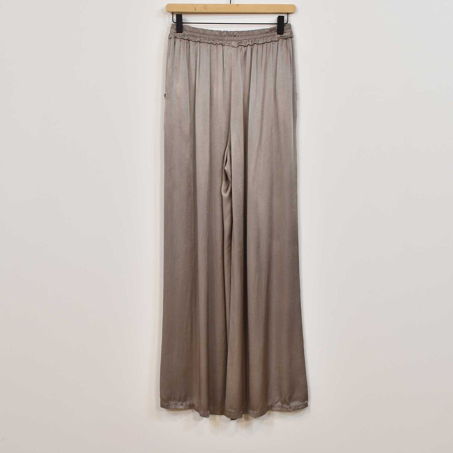 Chic Satin Set - Flowy Top & Wide Leg Pants