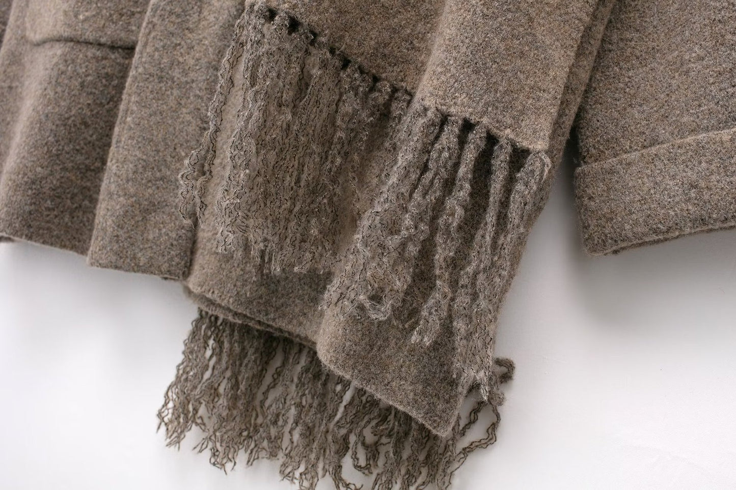 Elegant Long Coat with Integrated Scarf