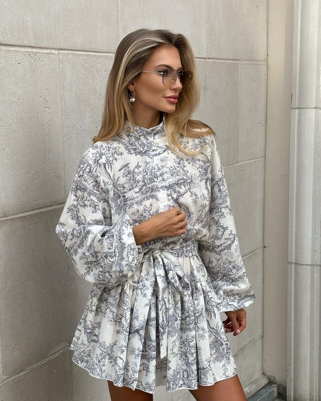 Baroque Print Flowing Dress Set
