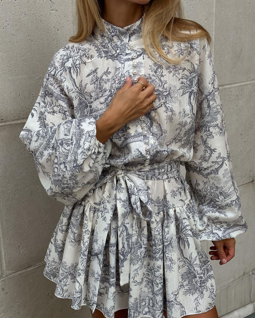 Baroque Print Flowing Dress Set